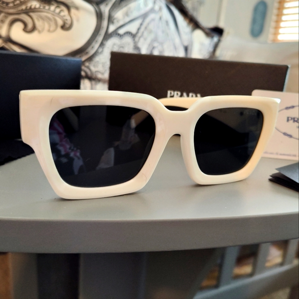 Prada Cream Sunglasses with Black Accents
